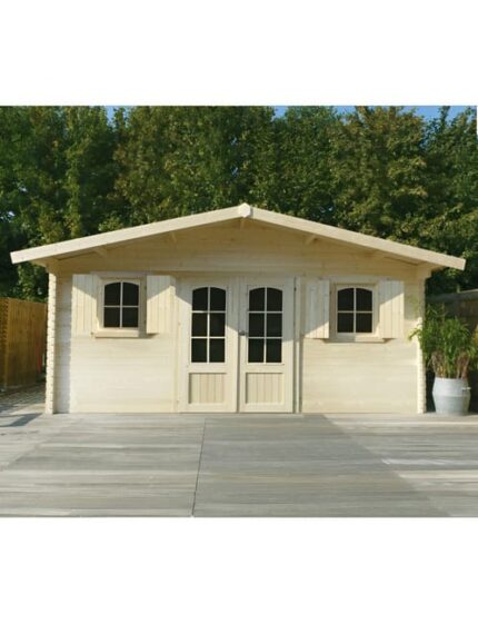 Abri de jardin en bois CEVINS - 22,04 m2 - 5,68 X 3,88 m - Ep. 40 mm - bois autoclavé - couleur naturel - SOLID