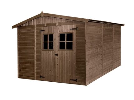 Abri de jardin en bois traité, ep 19mm, INT007, surface utile 8.29m² / INEKSA