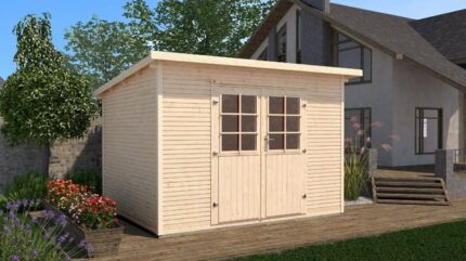 Abri de jardin en bois 17,2m² avec double porte vitrée