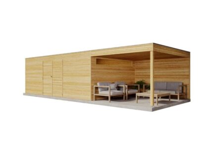 Cabane à outils QB (toit en option) Alpholz, 8x3m dim. ext. (cas échéant incl. débord de toit) imprégné en autoclave, 28mm, 24,1m² totale