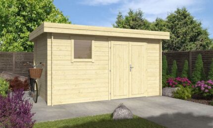 Abri de jardin TOUSCHALETS LYON 9 bois 378x238cm ép 34mm - porte pleine