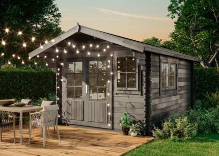 Abri de jardin Gabriel-34 300 x 400 cm Alpholz, 3.6x4.7m dim. ext. (cas échéant incl. débord de toit) imprégné, 34mm, 16,7m² totale