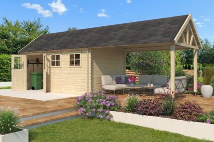 Abri jardin avec auvent 25m2