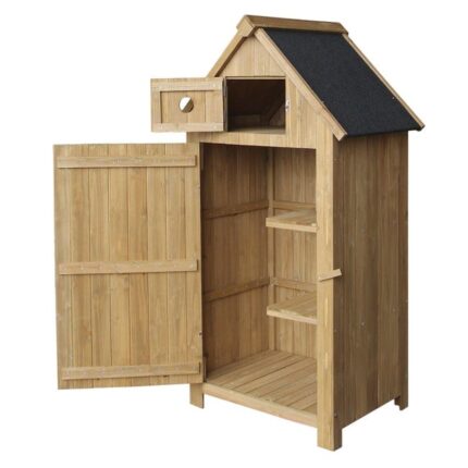 Cabane abri de jardin étroite en bois de sapin avec toit bitume 142 cm 16_0002171