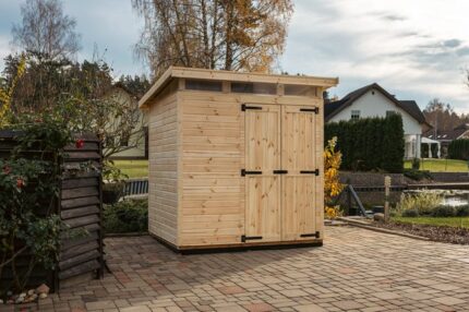 Upyard Abri de Jardin Strongbox L - Robuste Cabane à Outils en Bois, 203x163 cm, Naturel