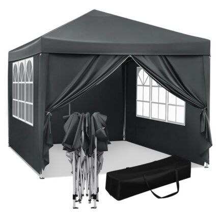 Tente de Jardin Pliable 3 x 3m - Étanche UV, Sac de Transport - Pavillon de Camping, Gazebo, Abri Soleil