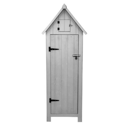 Abri de Jardin en Bois Gris 66 x 46 x 178 cm Cabane Cabanon Toit en Asphalte - Imperméable - Espace Extérieur Stockage