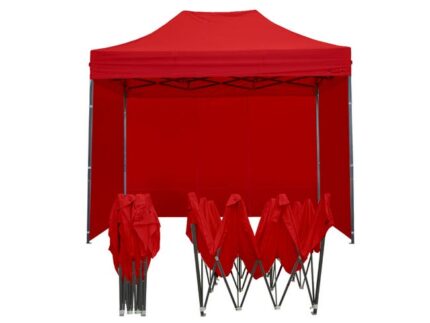 FRANCE BARNUMS -Tente Pliante 2x3m | Tonnelle 6m² | Abri, Jardin, Terrasse| Acier 31mm | Rouge | Murs amovibles