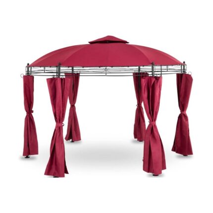 Pergola - Uniprodo - 3,5 m - Diamètre : 3,5 m - Hauteur (faîte) : 2,80 m - Rouge Vin