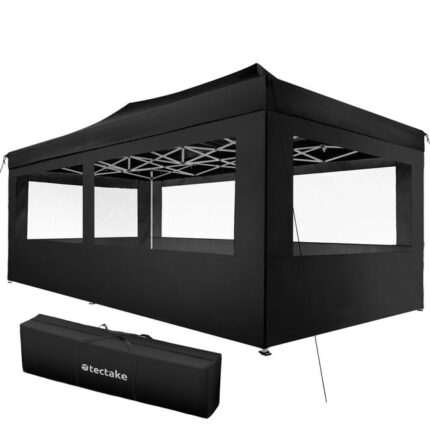 TECTAKE Pavillon de jardin avec Cadre en aluminium 6 x 3 m, Pliable et réglable en hauteur