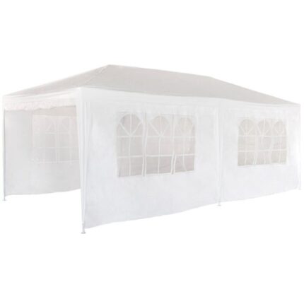 Gloriette de jardin amovible avec 2 côtés et fenêtre 270x270 cm crème Aktive