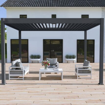 Pergola bioclimatique autoportante 3x4M - Anthracite - ELMO