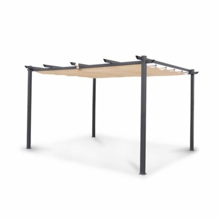 Pergola aluminium - Isla 3x4m - Toile beige - Tonnelle idéale pour votre terrasse. toit rétractable. toile coulissante.