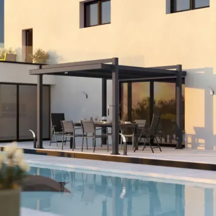 Pergola bioclimatique autoportante NATERIAL Odyssea, aluminium, 11.52 m²