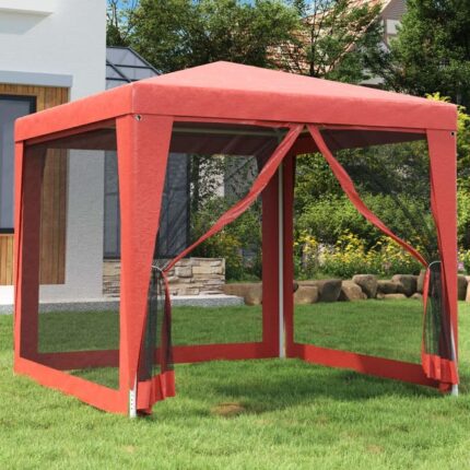 Maison Exclusive - Tente de fête avec 4 parois latérales en maille Rouge 2.5x2.5 m