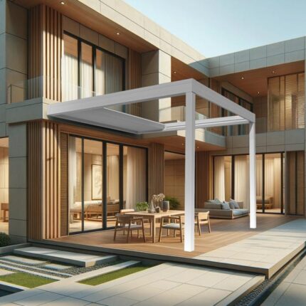 Pergola rétractable LASKA 3.50 x 3.015m Motorisé à Télécommande (Blanc)