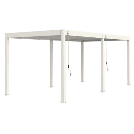 Pergola bioclimatique autoportante blanc - 300 x 600 x H. 258 cm
