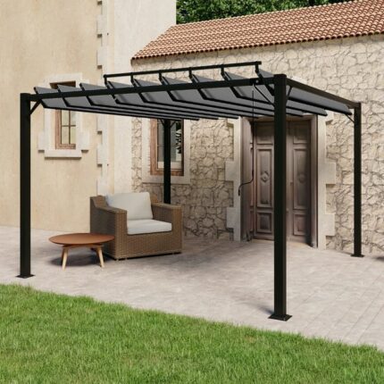 The Living Store - Tonnelle avec toit à persienne 3x3 m Anthracite Tissu aluminium