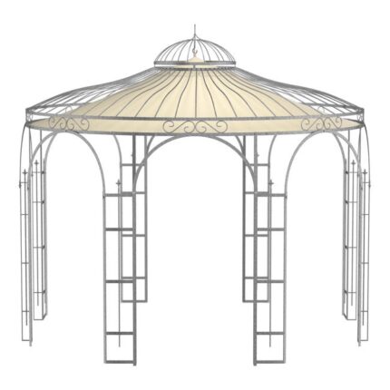 ELEO Firenze gloriette magnifique résistante à l'hiver | Avec voile d'ombrage | Tonnelle ronde galvanisé à chaud Ø 3,7 m | Pavillon en fer forgé