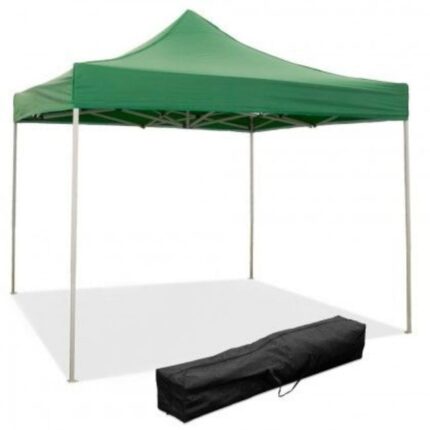 Gazébo pliable pliable 3 X 3 Vert recouvert de PVC imperméable