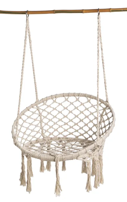 Chaise suspendue macrame,beige l.80 x L.60 x H.110 cm