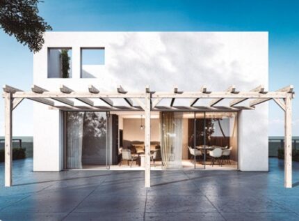 Pergola adossée en bois brut Sevilla 8x5m 40m2