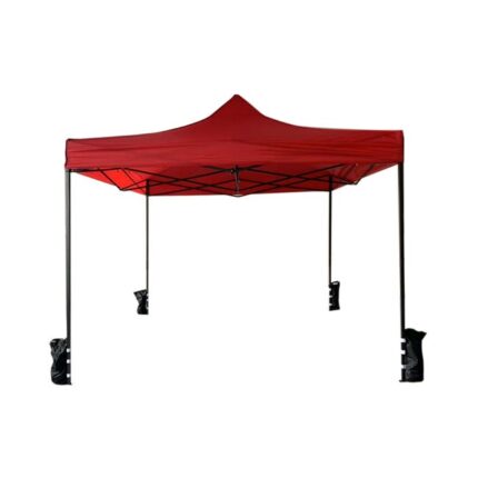 Mobili Rebecca Gazebo Pavillon Pliant Rouge 4 Poids Métal Polyester Jardin 3x3