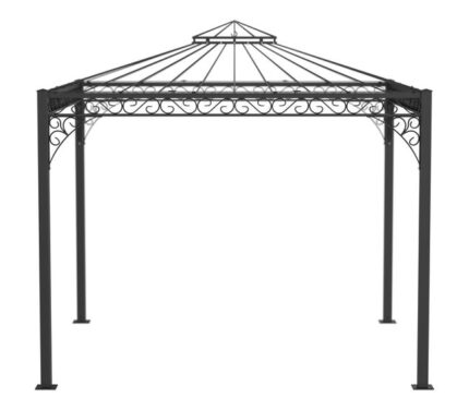 ELEO Genova tonnelle luxueuse résistante à l'hiver | Tonnelle carrée noir 3 x 3 m | Pavillon romantique pour roses en fer forgé