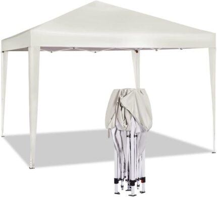 Tonnelle de Jardin,Tente Pliante,Protection du Soleil UV 50+, Facile à Installer Hauteur Réglable 3x3m, Beige,WOLTU