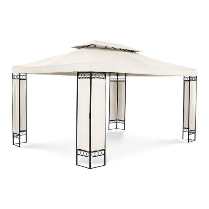 Pergola pavillon barnum tonnelle tente abri gazebo de jardin terrasse beige 3 x 4 m 160 g/m² 14_0002763