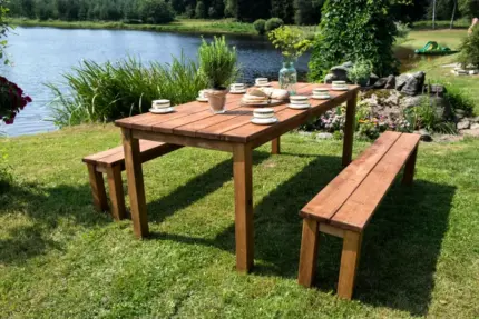 Ensemble pic-nic en bois, 8 personnes