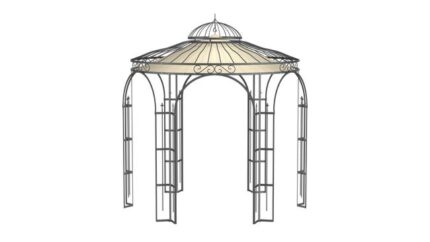 ELEO Milano gloriette magnifique résistante à l'hiver | Avec voile d'ombrage | Tonnelle ronde anthracite Ø 2,9 m | Pavillon romantique en fer forgé