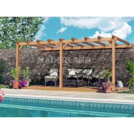 Pergola adossée en bois brut Palma 3x3m 9m2