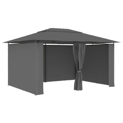 The Living Store - Tonnelle de jardin avec rideaux 4 x 3 m Anthracite