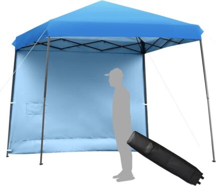 Tonnelle de Jardin Pliable 305x305cm-Assemblage Facile-Barnum Hauteur Réglable à 3 Niveaux-1 Bâche Amovible avec Sac de Transport,Bleu