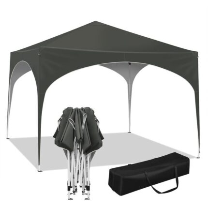 Tonnelle de Jardin. Tente de Fête avec Toit en Demi-Cercle. Pliable Imperméable. Pieds Réglables. 3x3m Gris,WOLTU