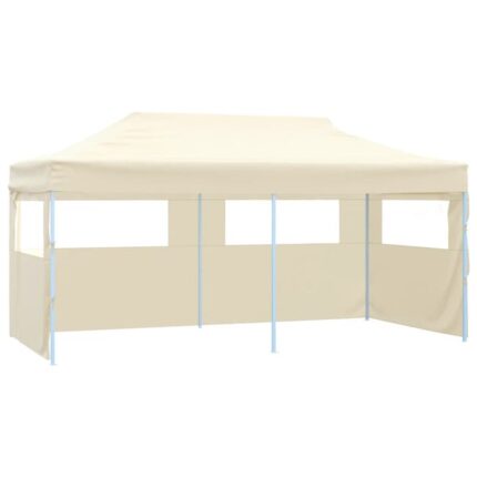Tonnelle de jardin | Tente de réception pliable avec 4 parois 3x6 m Acier Crème CFW63824
