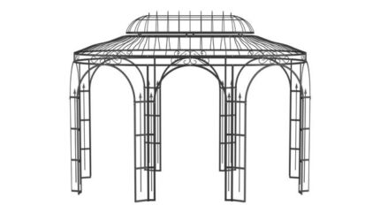 ELEO Verona gloriette luxueuse résistante à l'hiver | Tonnelle ronde noir 4 x 2,85 m | Pavillon romantique pour roses en fer forgé