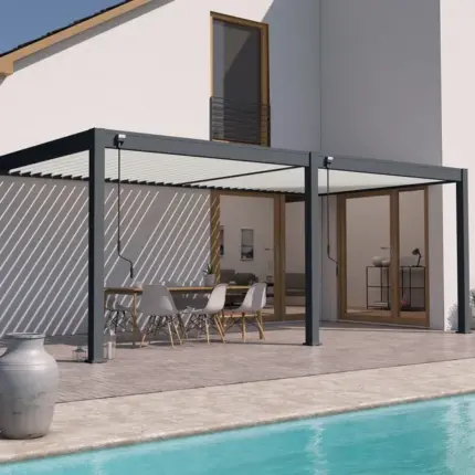 Pergola bioclimatique Ombréa VS 3x6M adossée - Anthracite/blanc - V2-