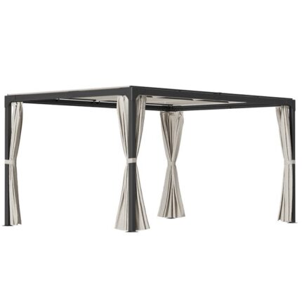 Pergola rétractable 2,95L x 2,95l x 2,20H m double toit coulissant beige