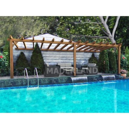Pergola adossée en bois brut Sevilla 7x4m 28m2