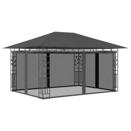 The Living Store - Belvédère avec moustiquaire 4x3x2,73 m Anthracite 180 g/m²
