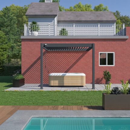 Pergola bioclimatique Ombréa adossée VS 3x3M Anthracite + 1 store-