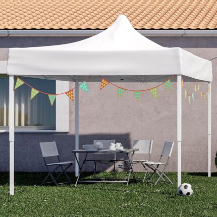Tonnelle pliable NATERIAL Bora acier blanc, 8.8 m²