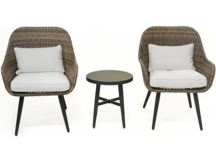 Salon de jardin en résine tréssée 2 places "Amber" - Marron