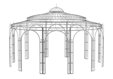 ELEO Toscana gloriette luxueuse résistante à l'hiver | Tonnelle ronde galvanisé à chaud Ø 5,5 m | Pavillon romantique pour roses en fer forgé