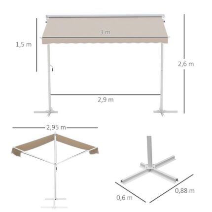 Store XXL double toit sur pieds CELESTINA beige et blanc