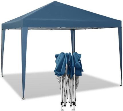 Tonnelle de Jardin. Tente Pliante. Protection du Soleil UV 50+. Facile à Installer Hauteur Réglable 3x3m. Bleu,WOLTU