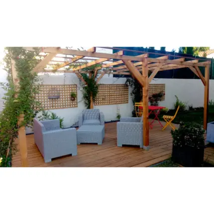Pergola en Bois Massif 3 x 5 - 15m2 Traitement Classe 3 Marron