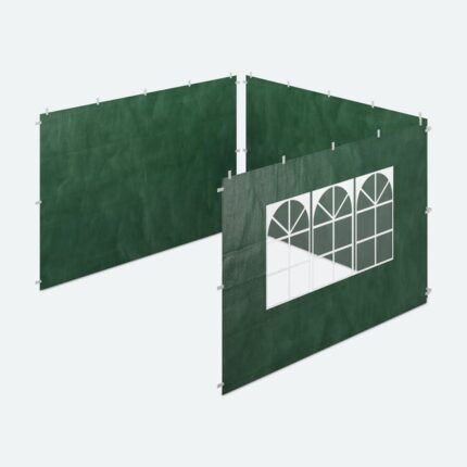 Relaxdays Paroi latérale pour tonnelle, lot de 3, imperméable, fermetures autoagrippantes, avec fenêtre, 2x3 m, vert